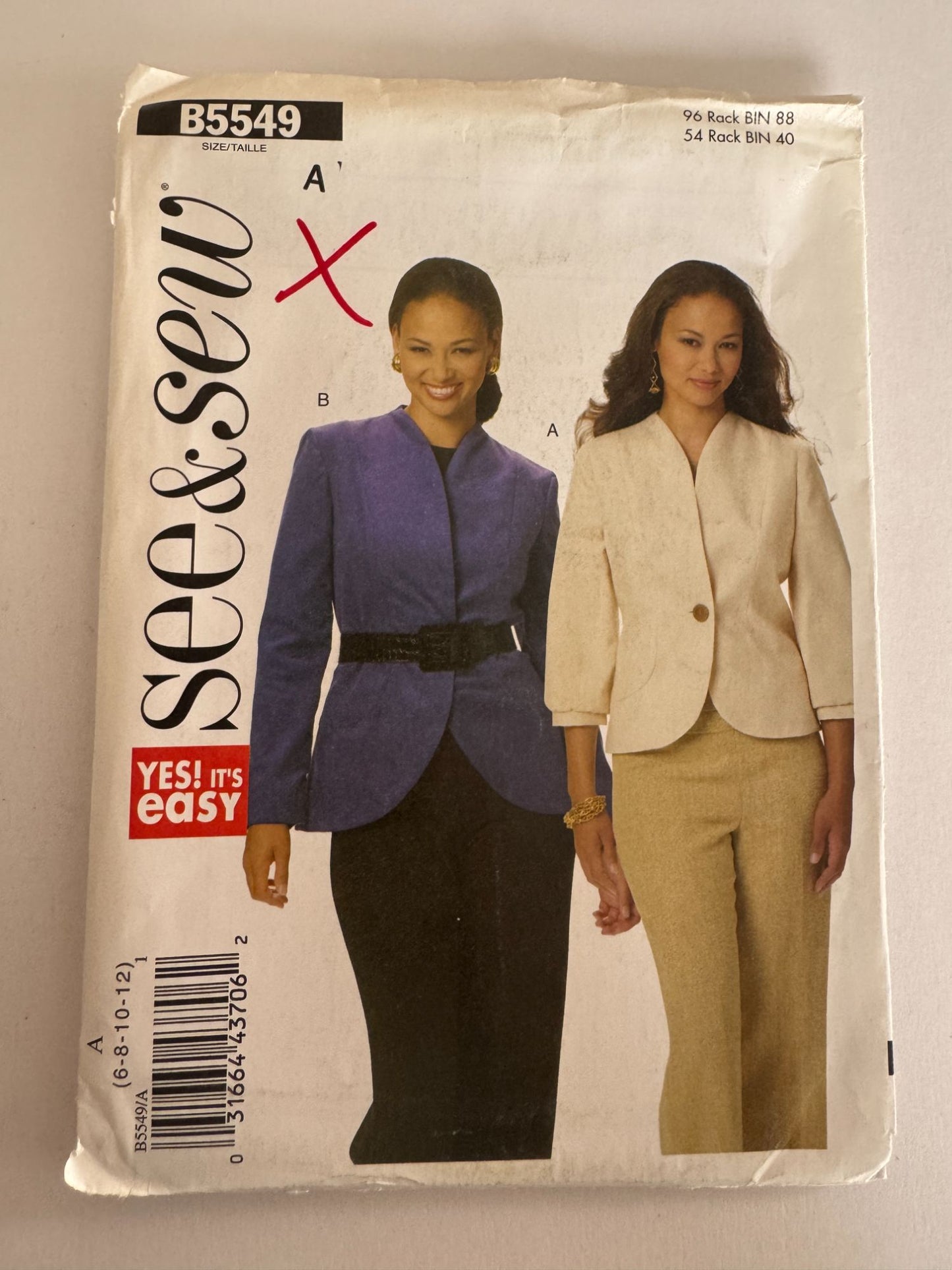 Butterick Sewing Pattern B5549 Jacket Blazer Modern Minimalist Tailored Fit 6-12