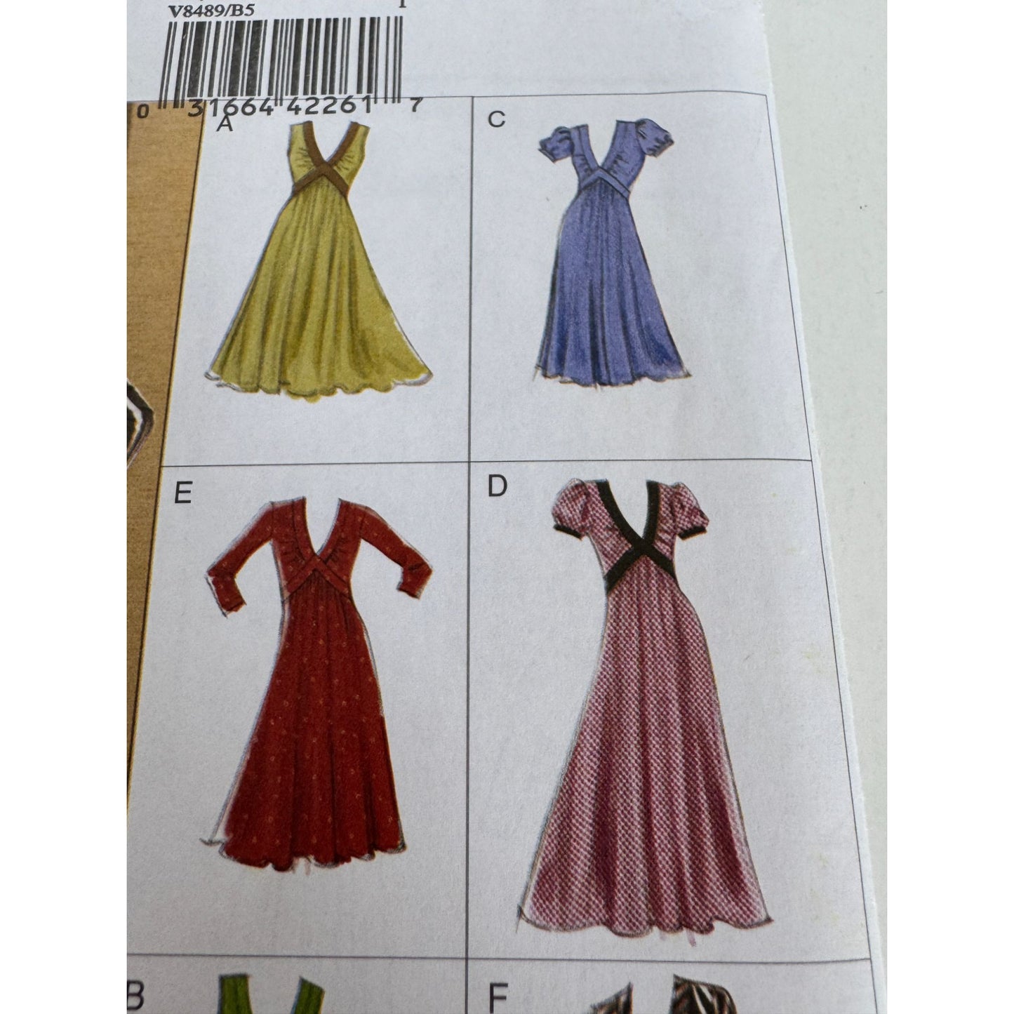 Vogue Sewing Pattern V8489 Dress V-Neck Back Zipper Multiple Styles Easy 8-16 UC