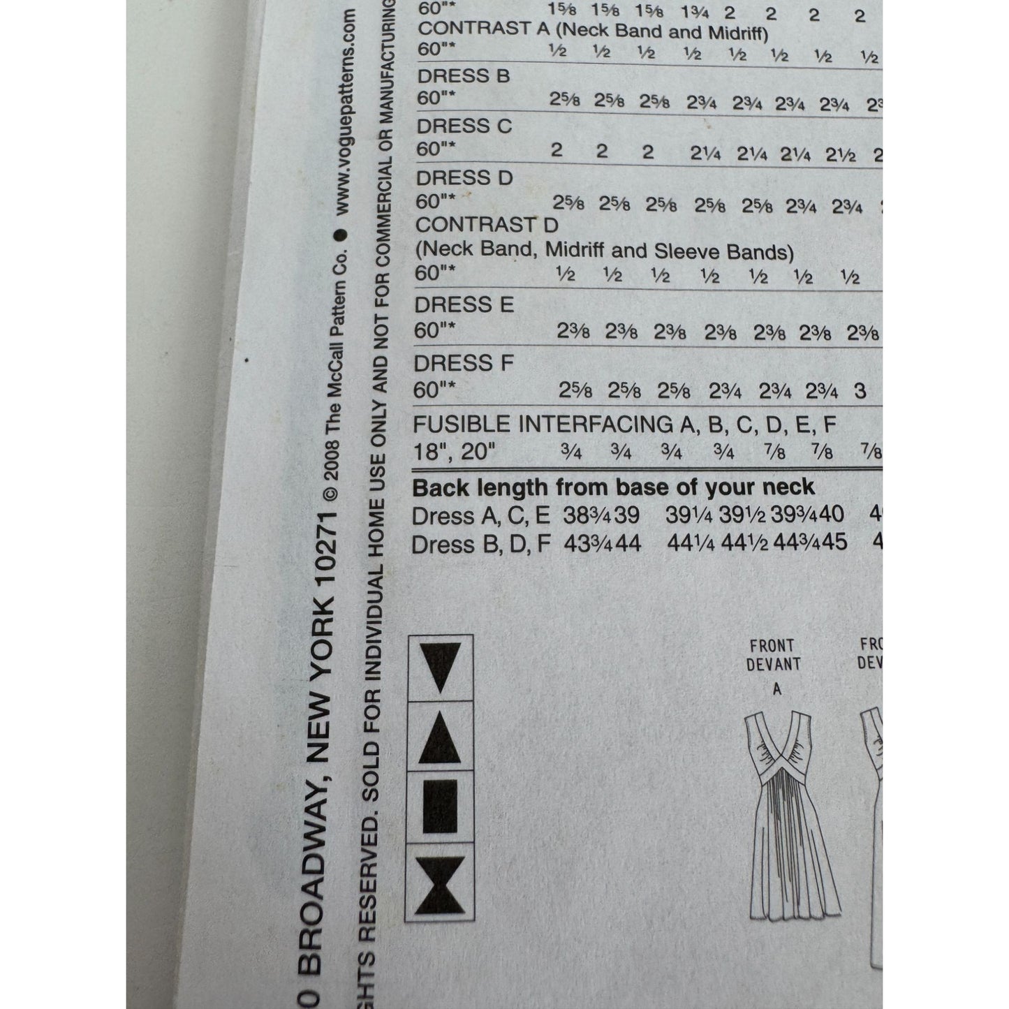 Vogue Sewing Pattern V8489 Dress V-Neck Back Zipper Multiple Styles Easy 8-16 UC