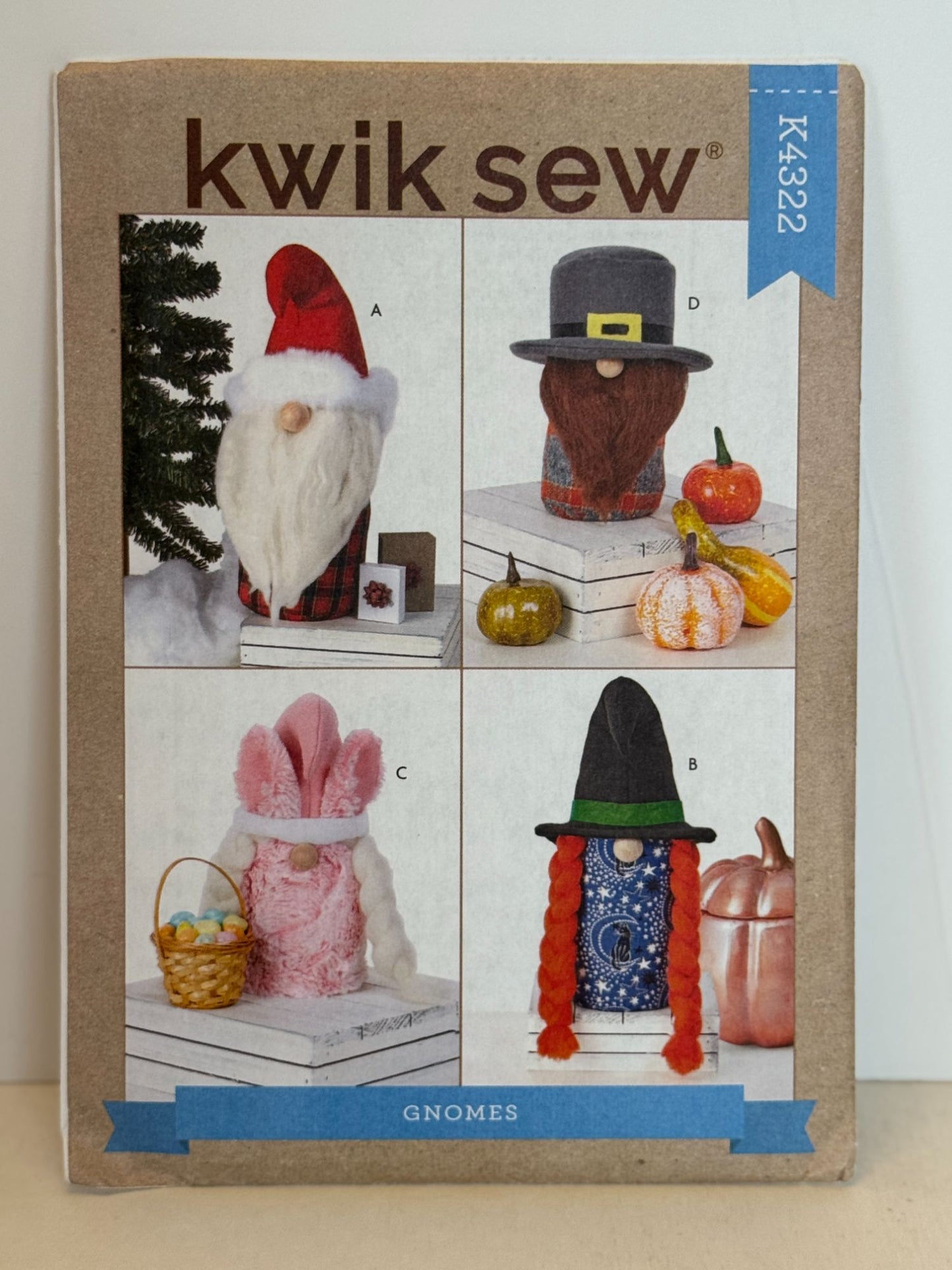Kwik Sew Sewing Pattern K4322 Gnomes Holiday Home Decor Christmas Thanksgiving