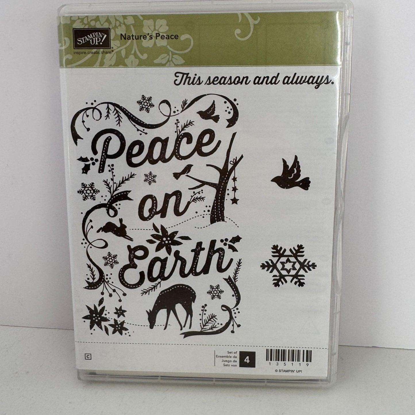 Stampin Up Rubber Stamp Set Natures Peace Christmas Card Making Woodland Animals
