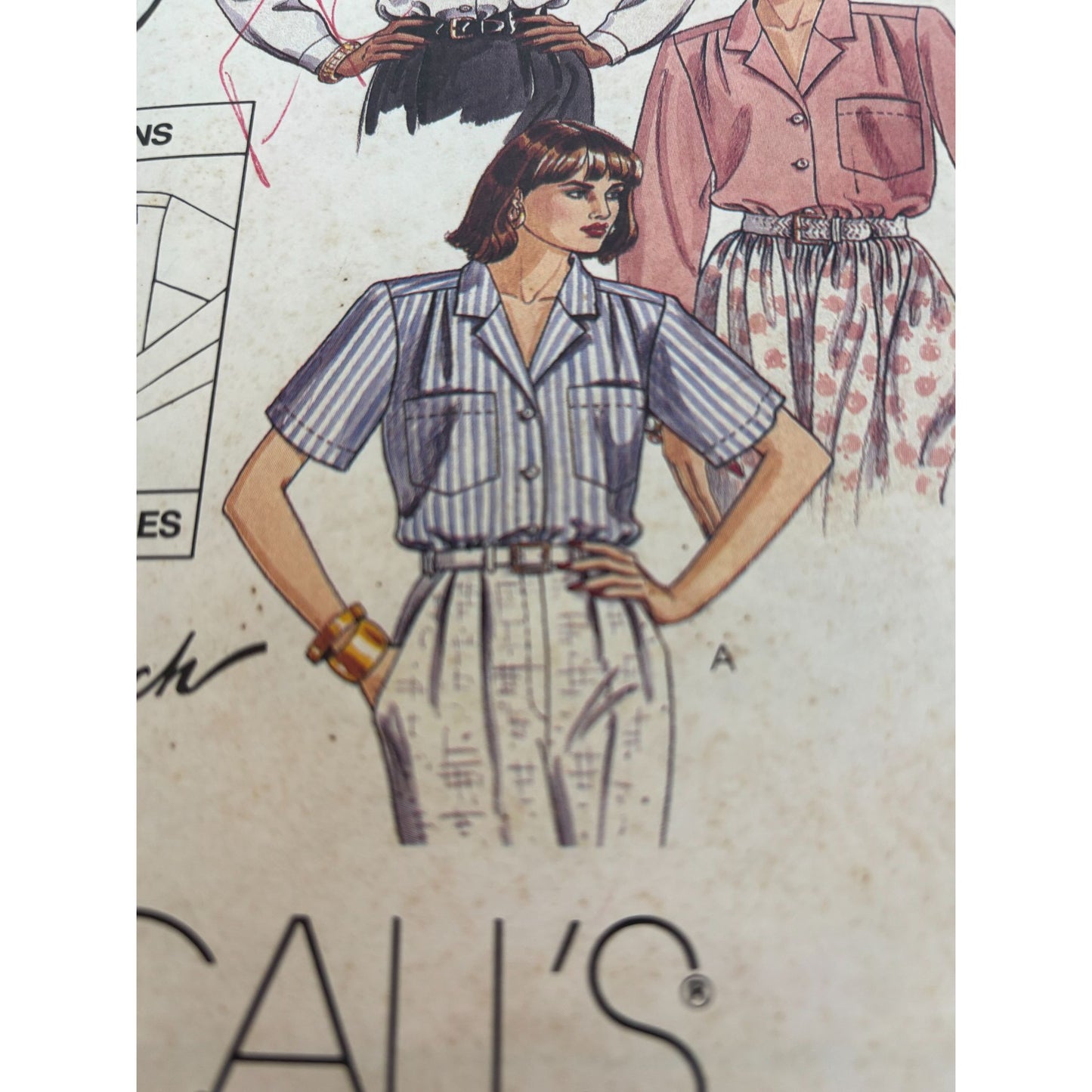McCalls Sewing Pattern 4880 Perfect 3 Hour Blouse Front Button 1990 Size 8 Uncut