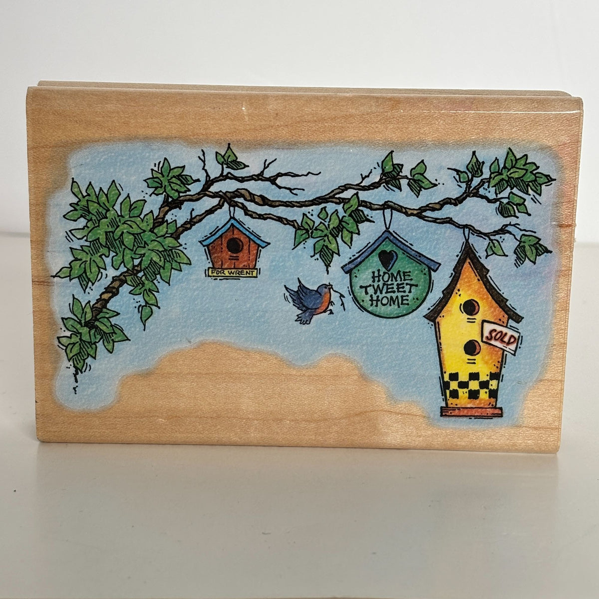 Stampendous Birdhouse Rubber Stamp Home Tweet Home Real Estate Agent Bird Pun