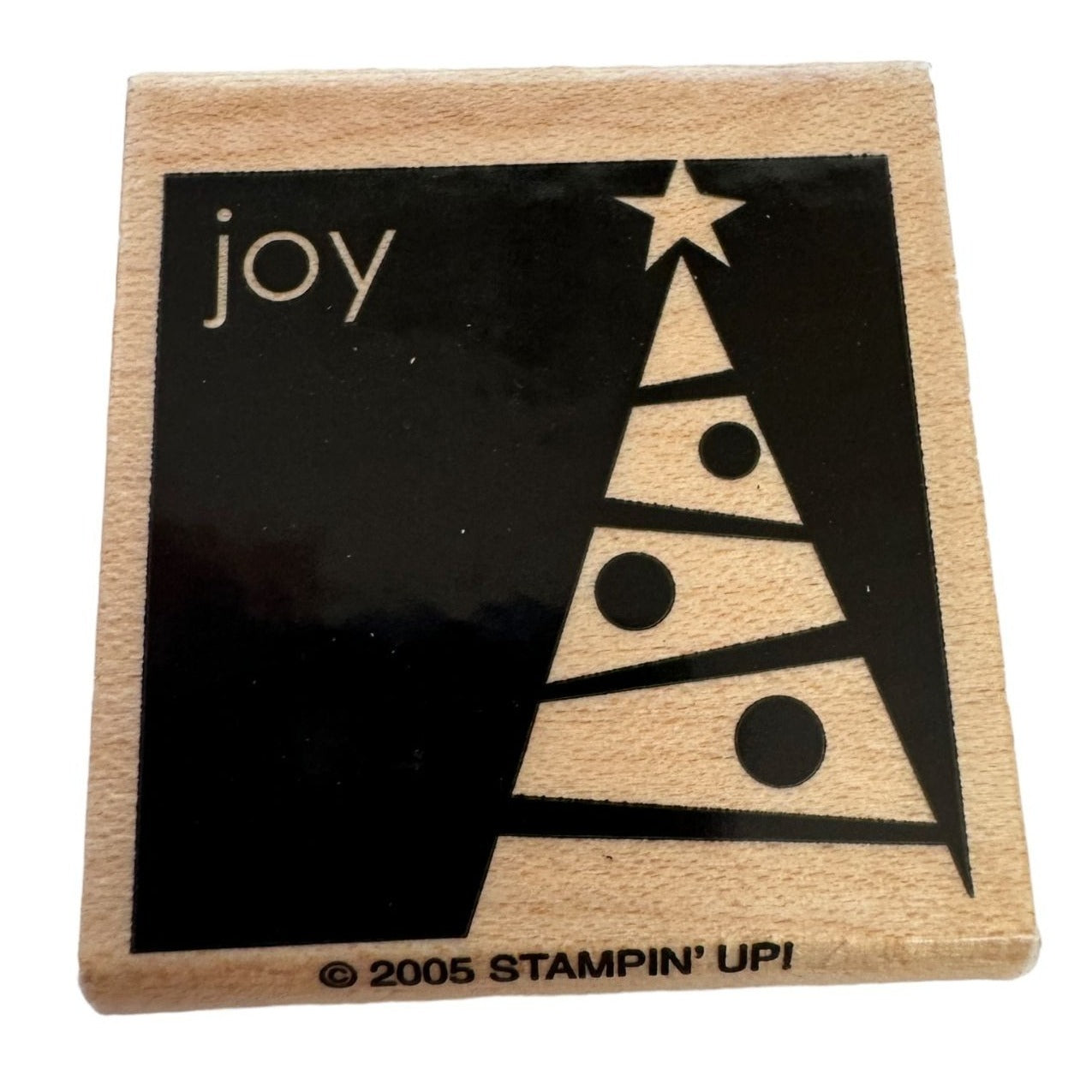 Stampin Up Rubber Stamp Christmas Tree Joy Square Holidays Card Making Word