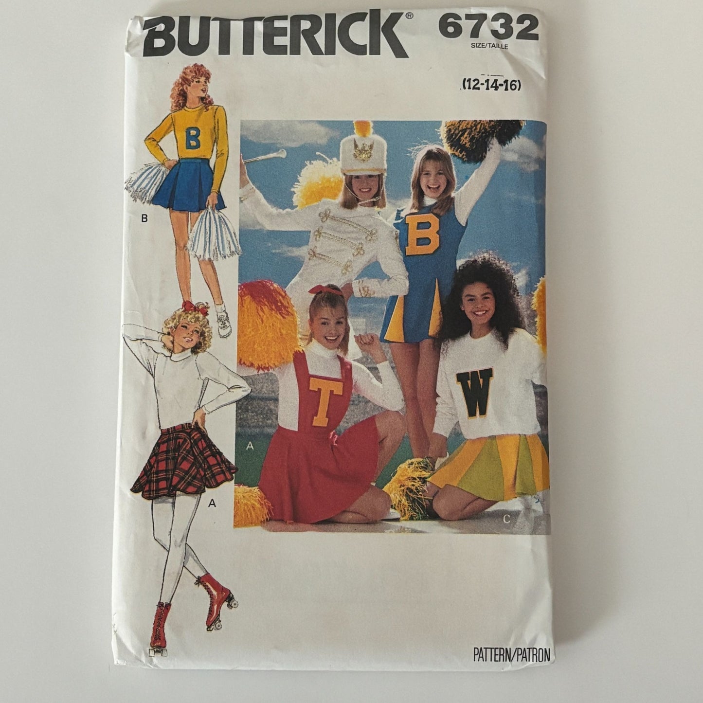 Butterick Sewing Pattern 6732 Cheerleader Dress Jumper Skirt Bib Costume 12-16 Uncut Varsity Uniform