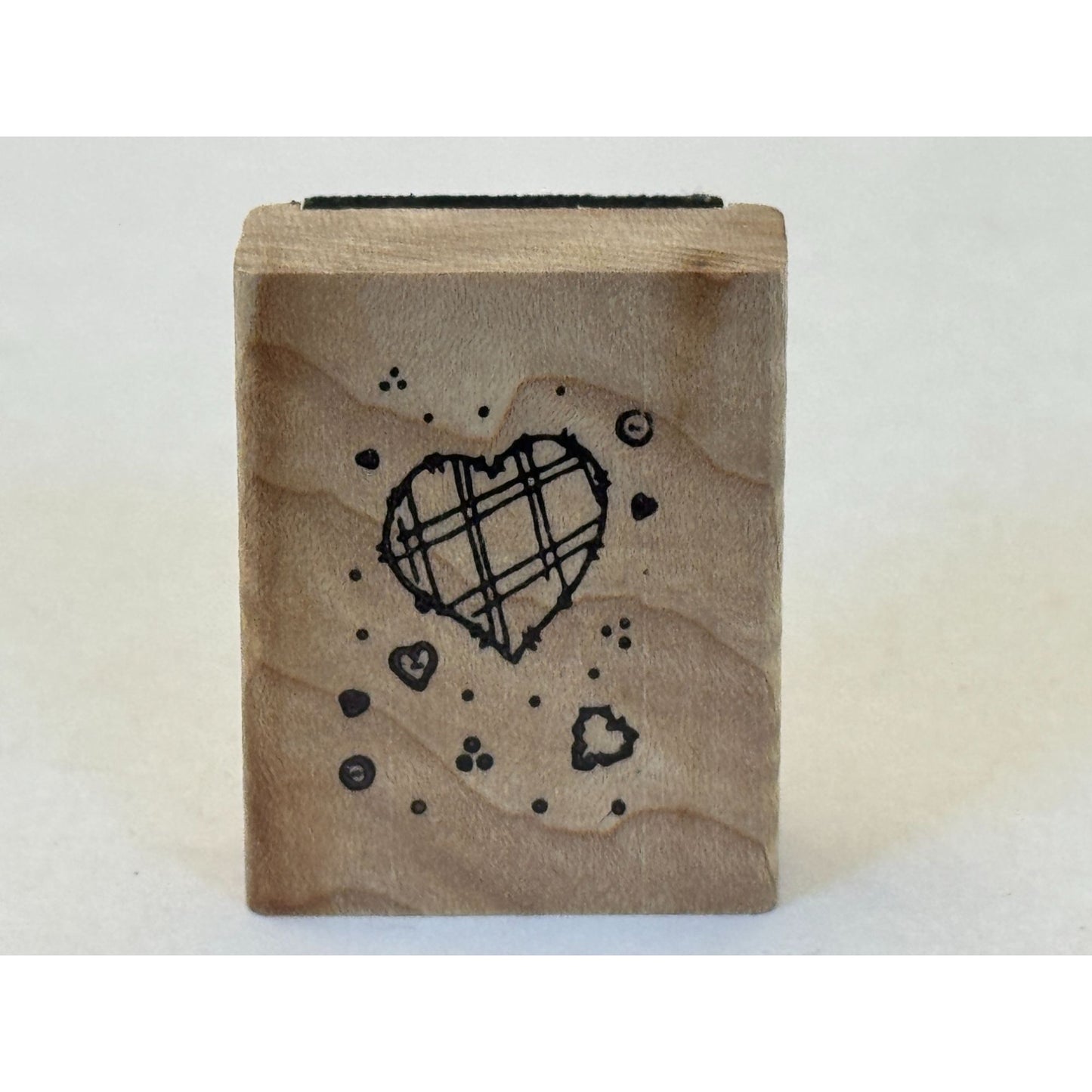 Hideaway Rubber Stamp Plaid Heart with Confetti Doodle Love Card Making Craft