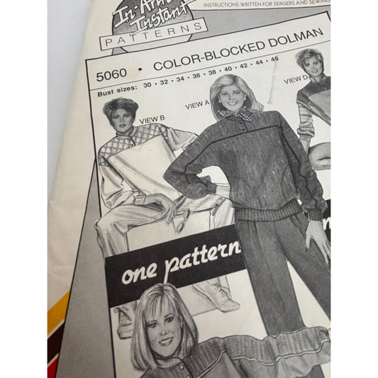 Stretch and Sew Sewing Pattern 5060 Color Blocked Dolman Top Shirt Athletic UC