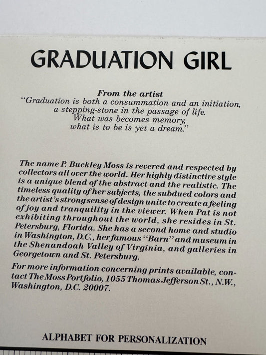 P Buckley Moss Cross Stitch Pattern Graduation Girl Chart Graduate Personalize