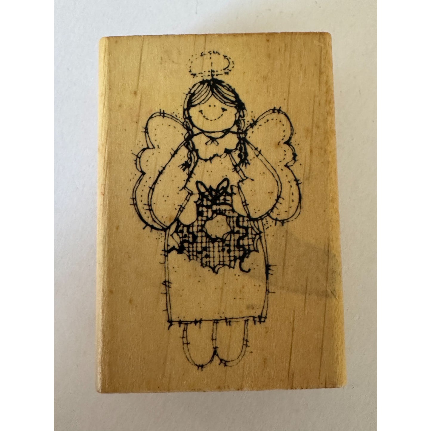 Hooks Lines and Inkers Rubber Stamp Christmas Country Angel Wreath Card Making