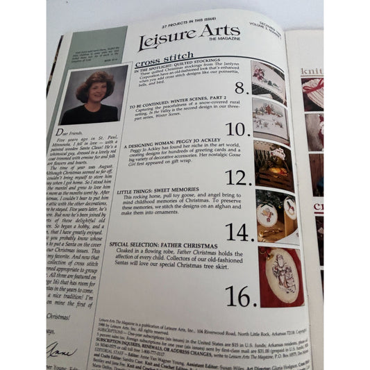 Leisure Arts Magazine December 1988 Cross Stitch Santa Christmas Stockings Knit