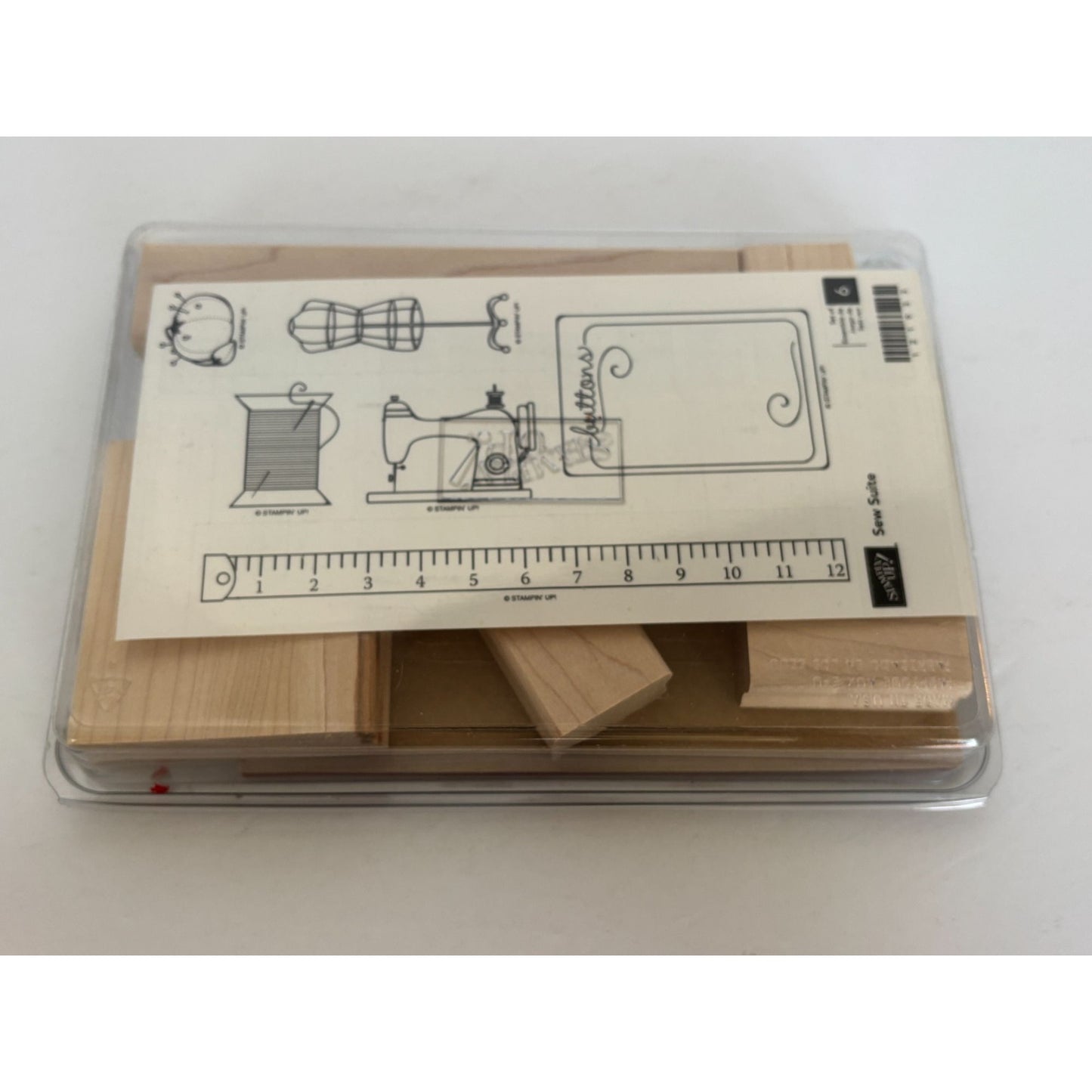 Stampin Up Rubber Stamp Sew Suite Button Sewing Machine Thread Pin Cushion 6 Set