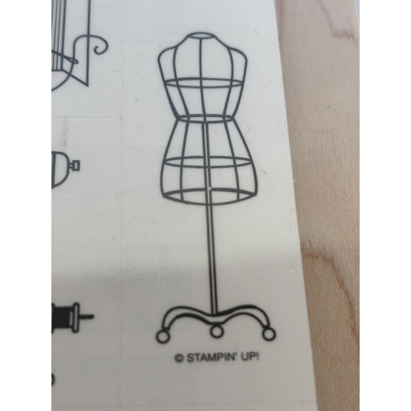 Stampin Up Rubber Stamp Sew Suite Button Sewing Machine Thread Pin Cushion 6 Set