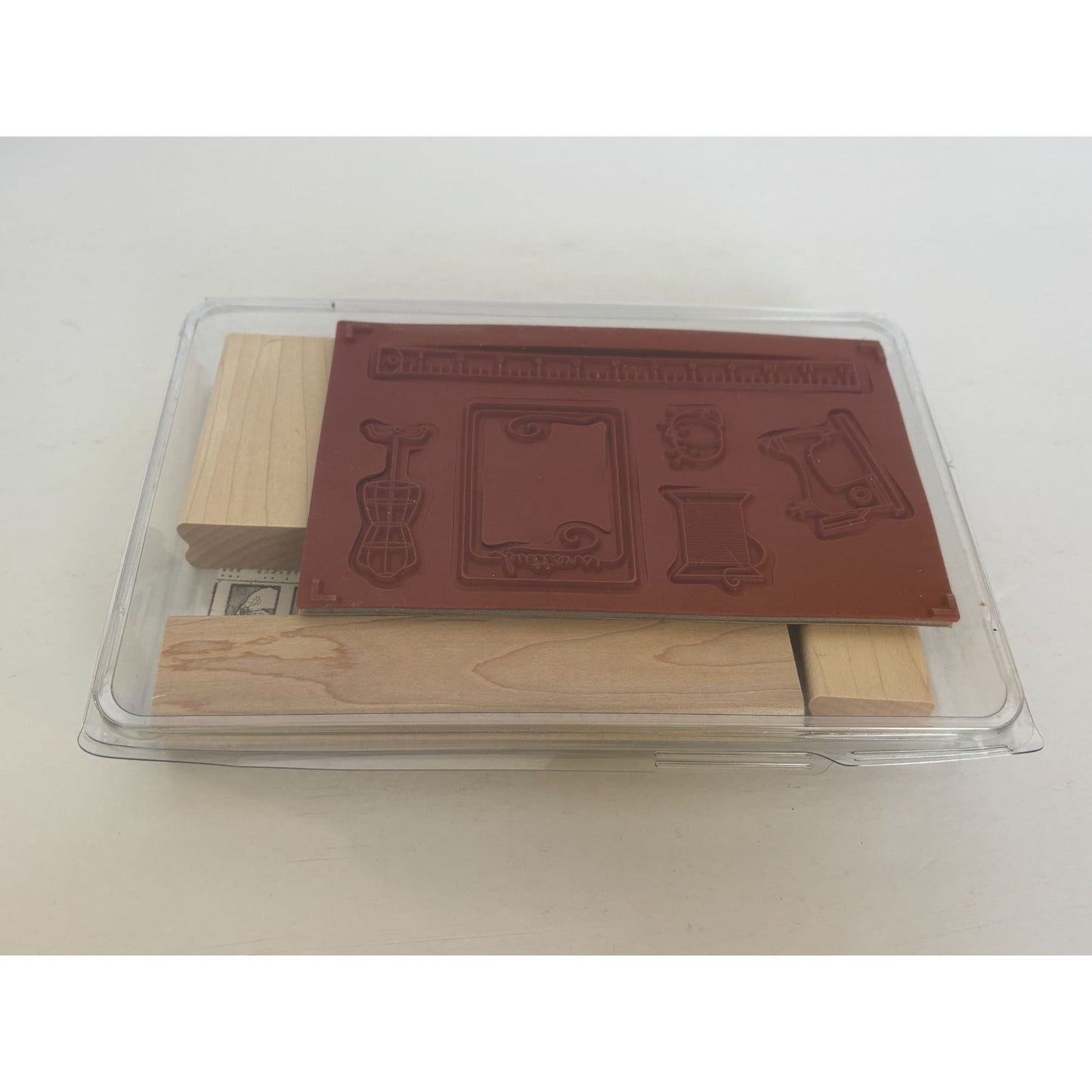 Stampin Up Rubber Stamp Sew Suite Button Sewing Machine Thread Pin Cushion 6 Set