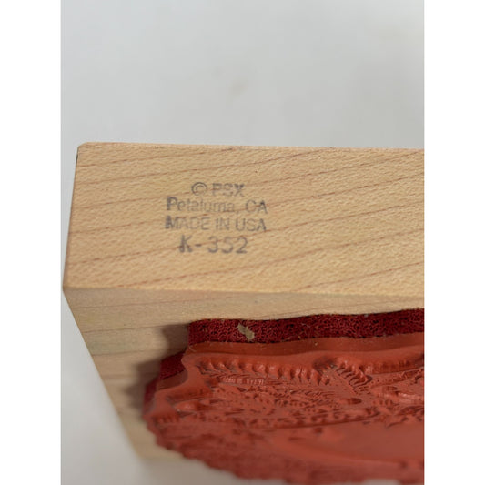 PSX Rubber Stamp Merry Christmas Santa Oval Frame Holiday Card Making Holly K352