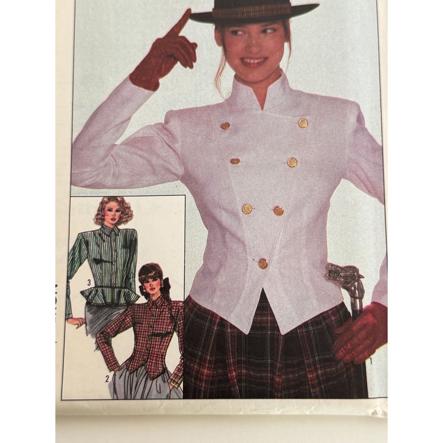 Simplicity Sewing Pattern 8776 Blouse w/ Peplum Double Breasted Size 8 1980s UC