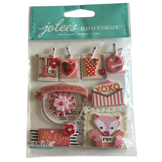 Jolees Boutique Embellishments Valentine Words Cardmaking Craft Scrapbooking