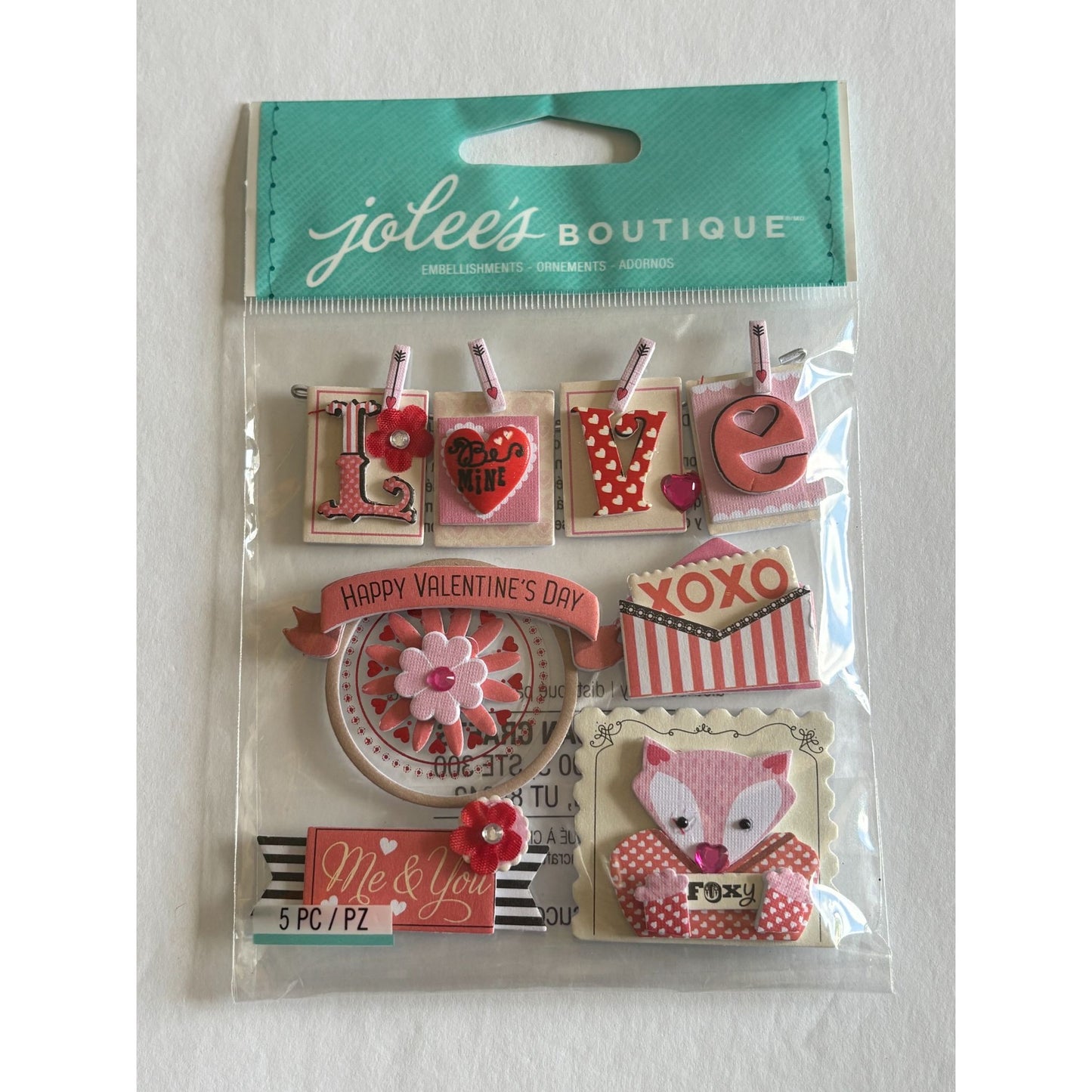 Jolees Boutique Embellishments Valentine Words Cardmaking Craft Scrapbooking