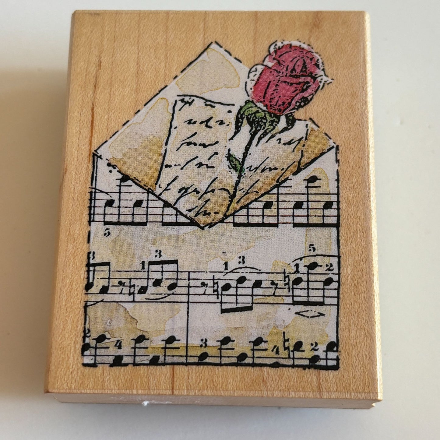 Penny Black Rubber Stamp Billet-Doux Love Letter Music Envelope Rose Romantic