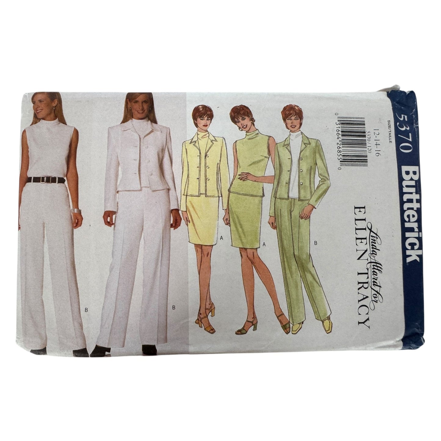 Butterick Sewing Pattern 5370 Misses Work Jacket Top Skirt Pants 12 14 16 Uncut