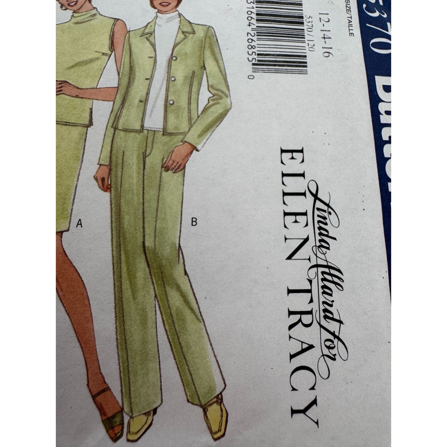 Butterick Sewing Pattern 5370 Misses Work Jacket Top Skirt Pants 12 14 16 Uncut