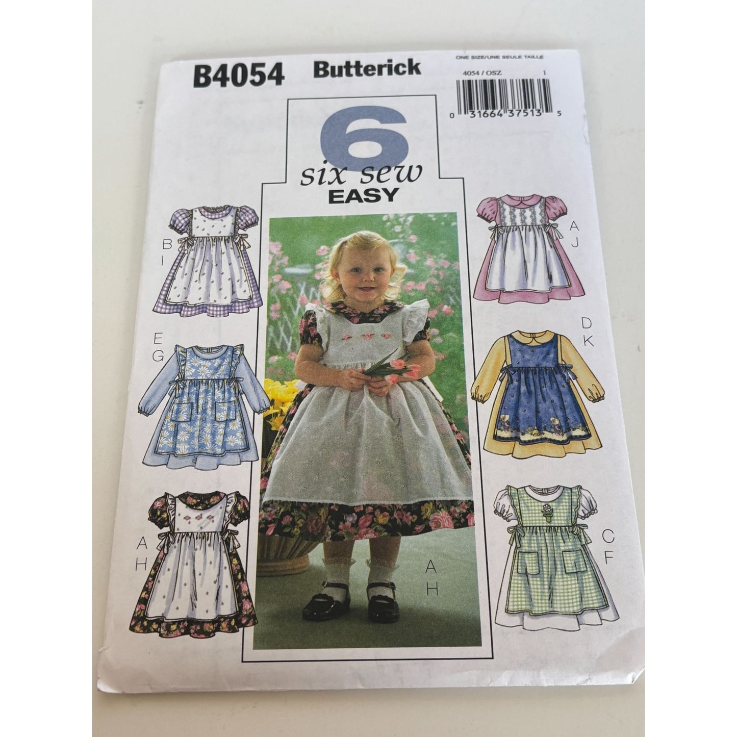 Butterick Sewing Pattern B4054 Toddlers Dress Pinafore Girls Party Spring Uncut