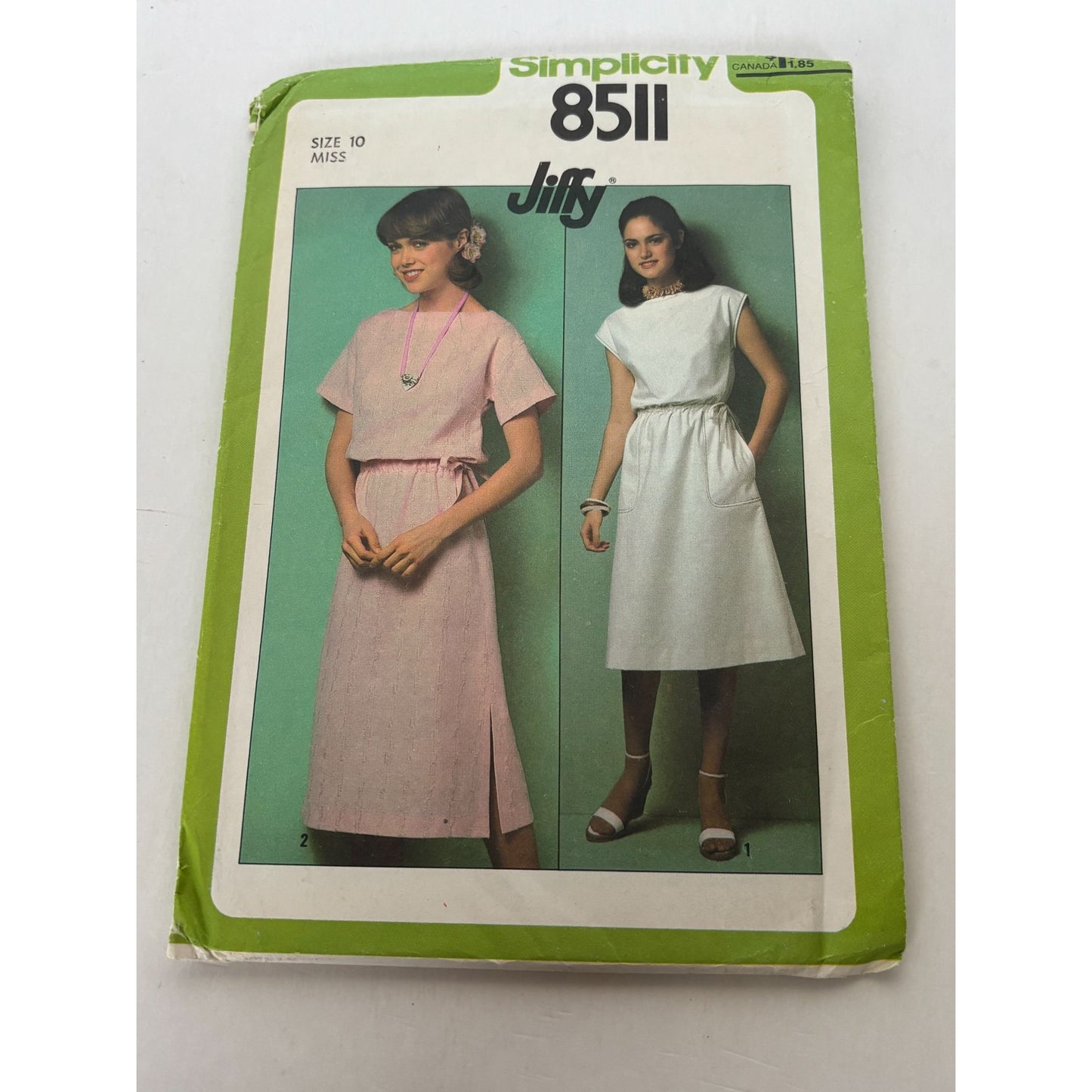 Simplicity Sewing Pattern 8511 Jiffy Dress Bateau Neckline Vintage Size 10 UC