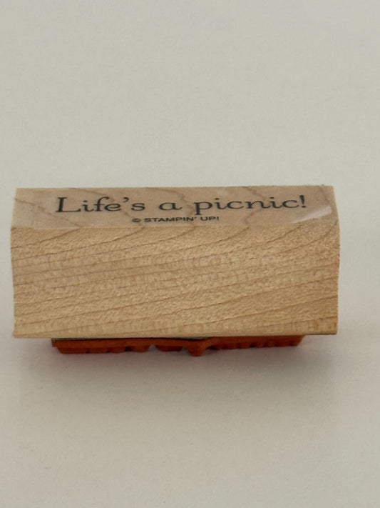 Stampin Up Rubber Stamp Lifes A Picnic Card Making Words Sentiment Cheerful Note
