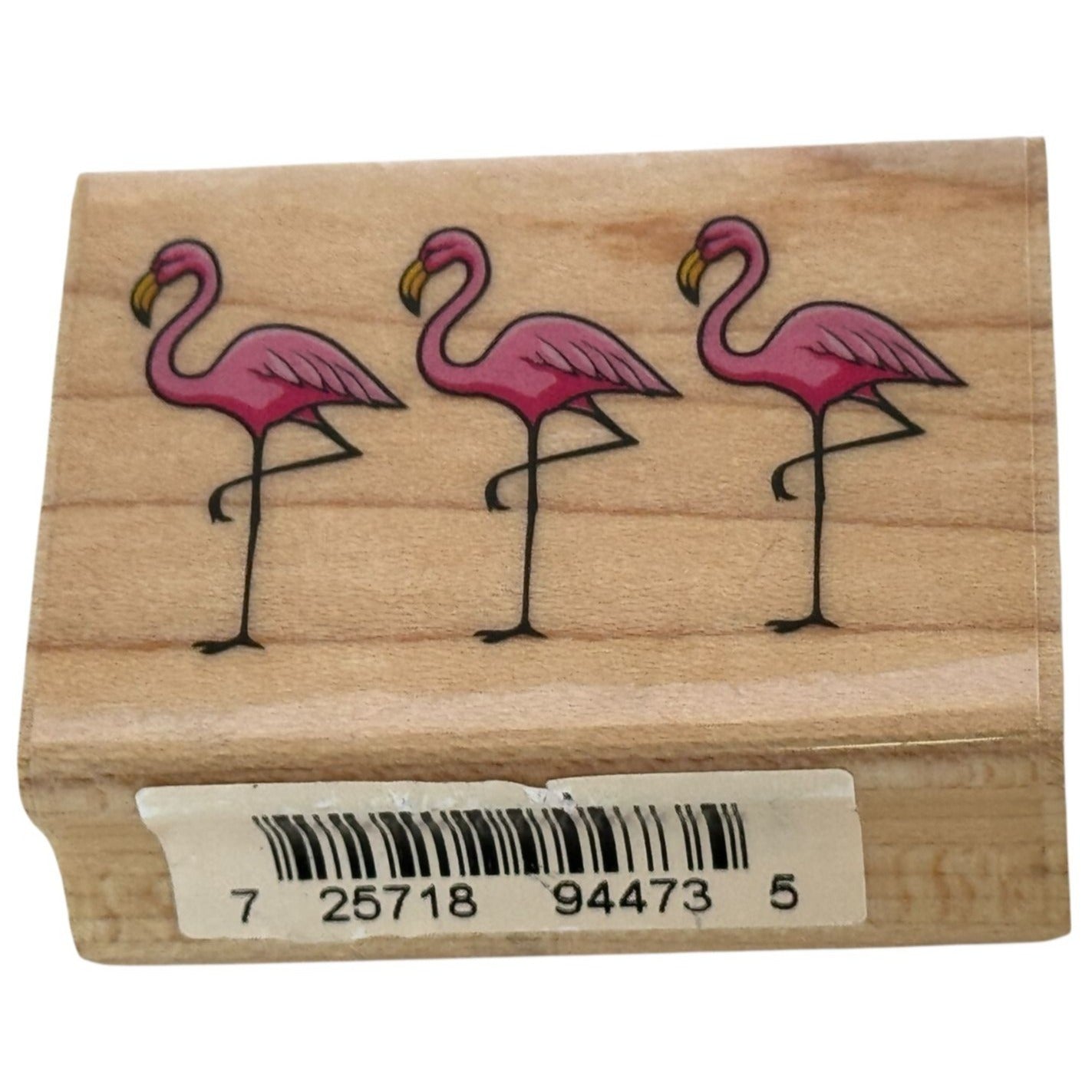 Inkadinkado Rubber Stamp Flamingos Trio Border Beach Florida Vacation Animals