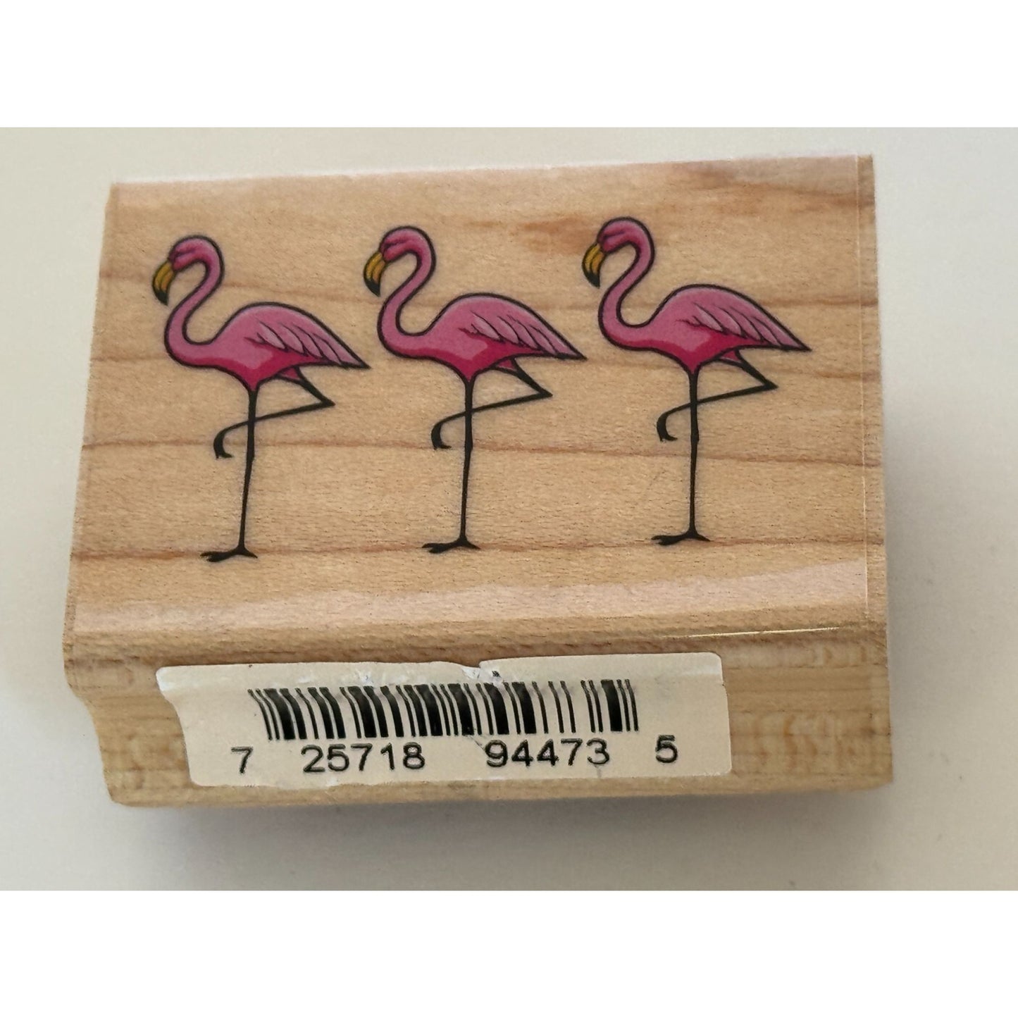 Inkadinkado Rubber Stamp Flamingos Trio Border Beach Florida Vacation Animals