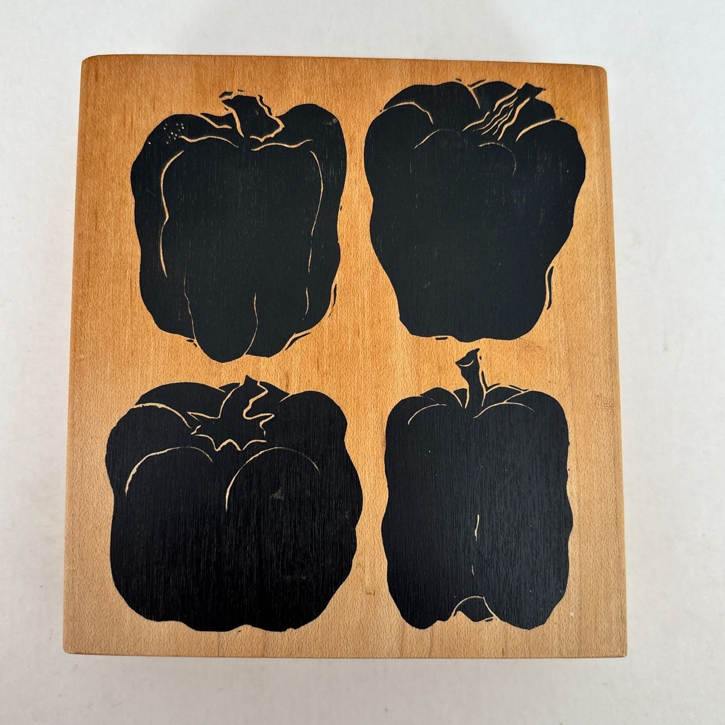 A Stamp In The Hand Rubber Stamp Bell Peppers Vegetable Kitchen Garden Food Wood