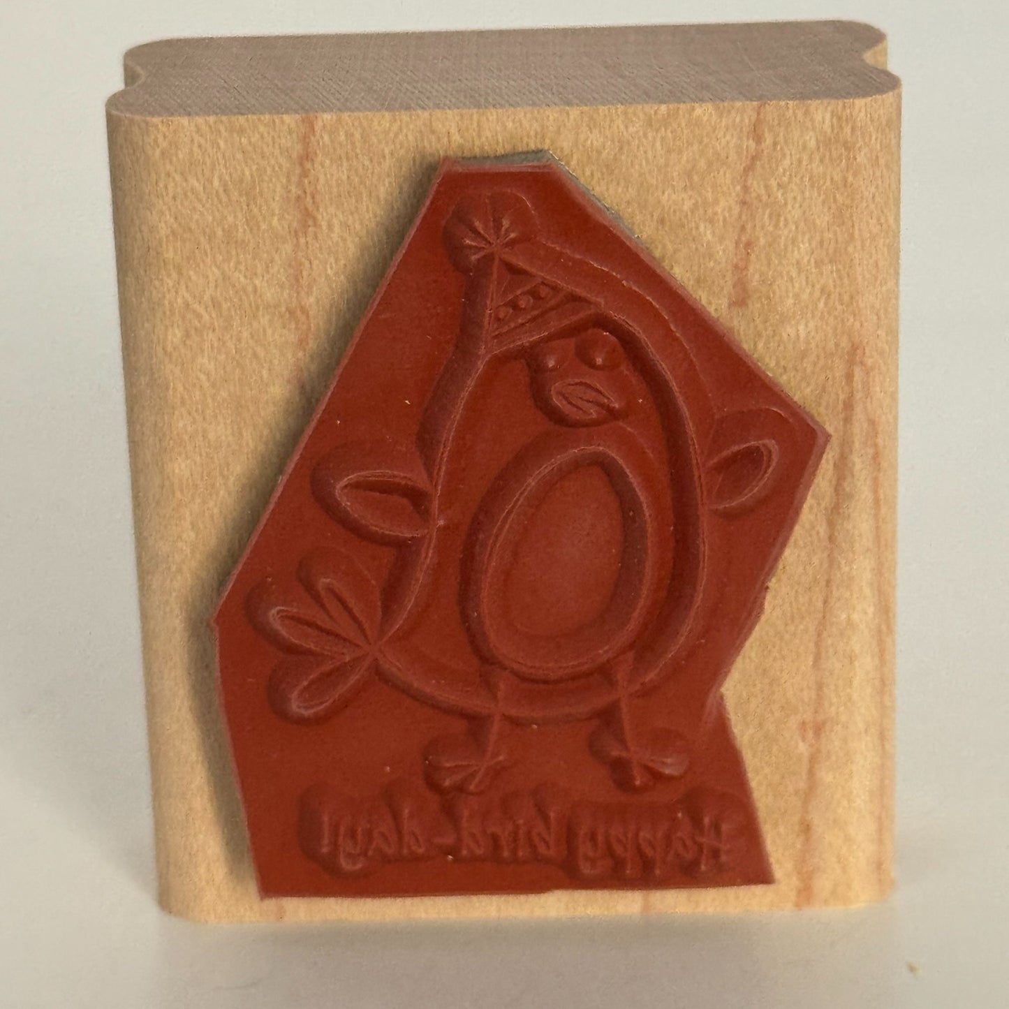 Stampin Up Wood Rubber Stamp Pun Happy Bird Day Birthday Card Making Words Funny