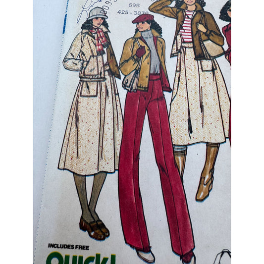 Butterick Sewing Pattern 6242 Reversible Jacket Skirt Pants 14 Vintage UC Rare