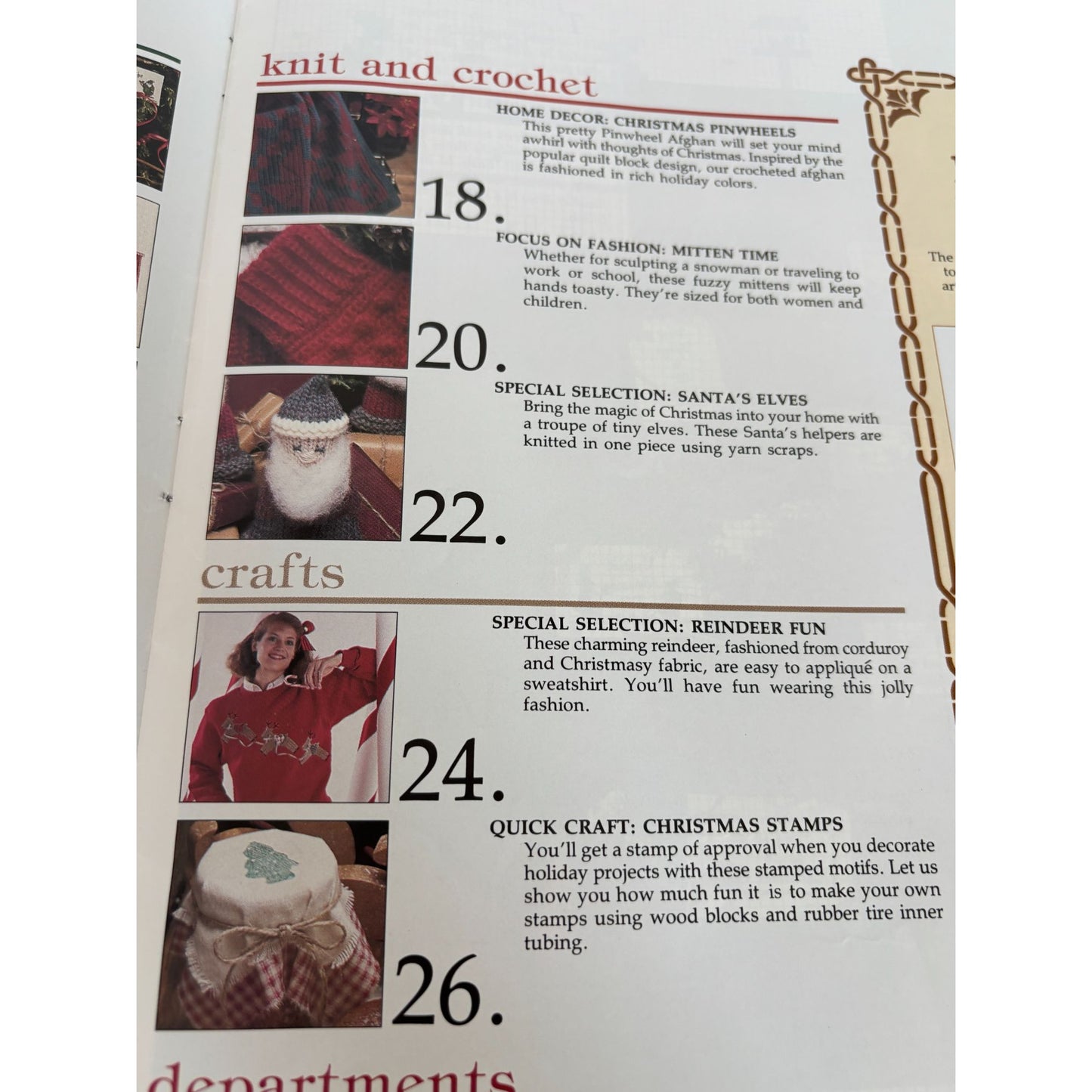 Leisure Arts Magazine December 1989 Santa Cross Stitch Knit Santa Elf Christmas