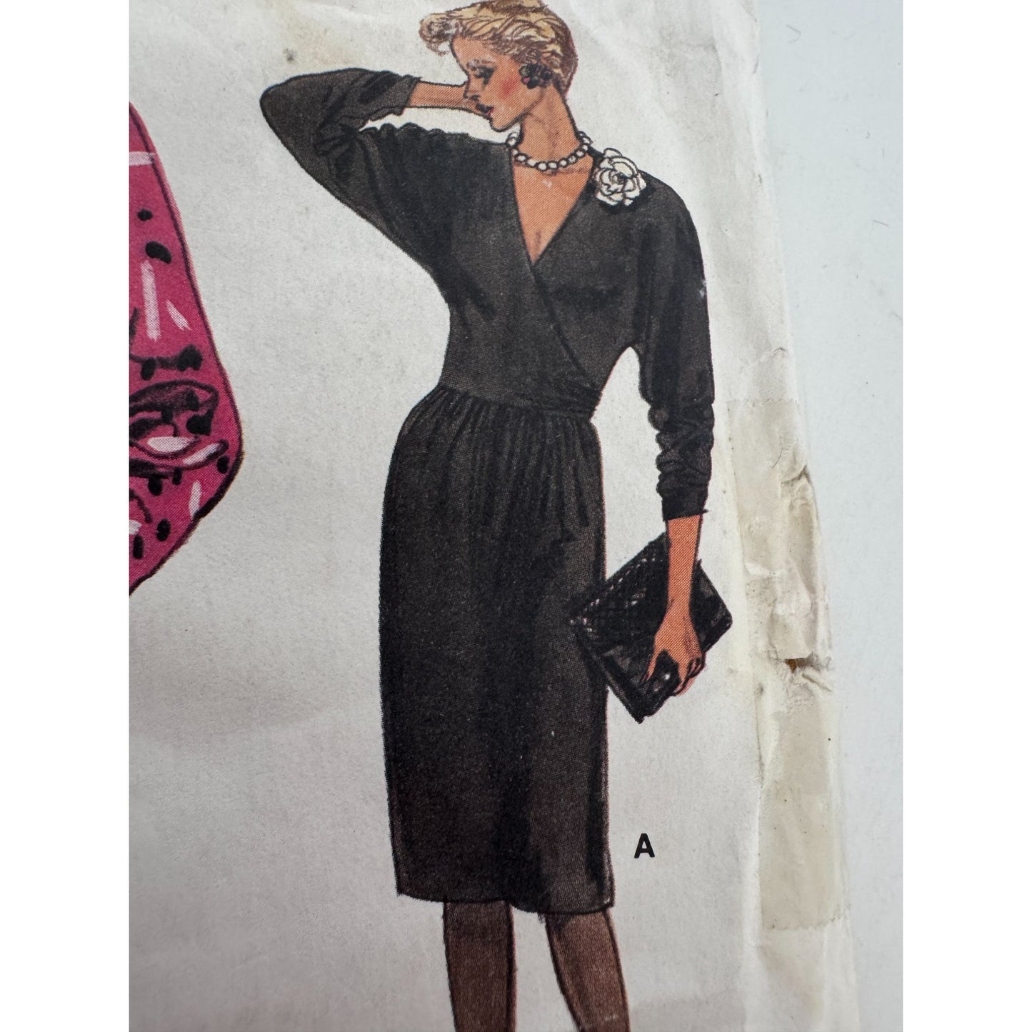 Vogue Sewing Pattern 9458 Dress Straight or Flared Pockets 1980s 8 10 12 Uncut