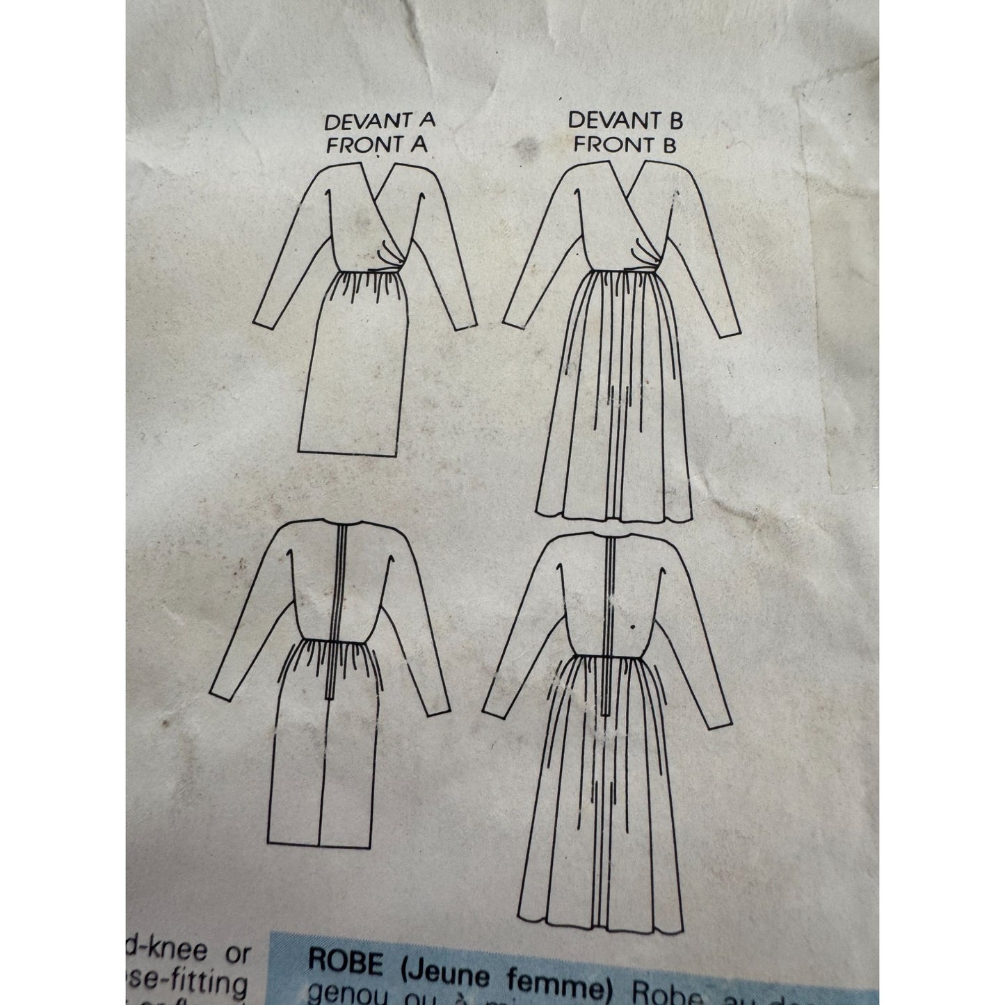 Vogue Sewing Pattern 9458 Dress Straight or Flared Pockets 1980s 8 10 12 Uncut