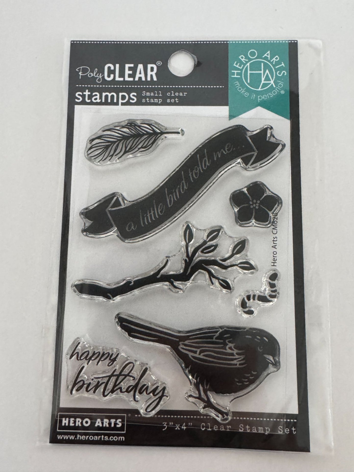 Hero Arts Clear Stamp Set Happy Birthday A Little Bird Told Me Worm Photopolymer