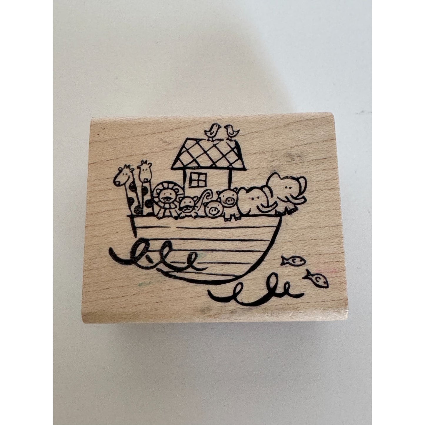 Paper Salon Rubber Stamp Noahs Ark Animals Elephants Lions Giraffes Bible Story
