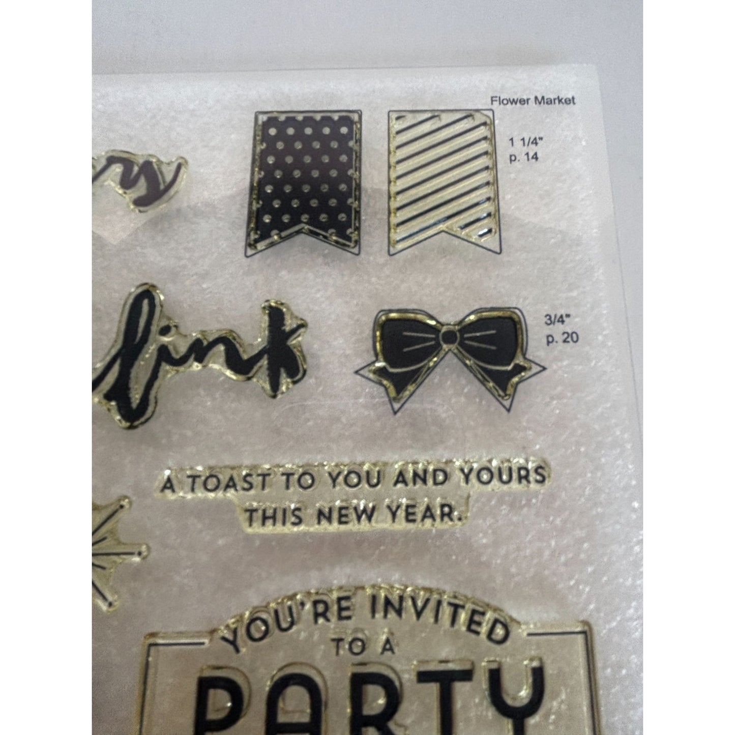 CTMH Acrylic Stamp Set New Years Cheer Party Invitation Clink Cheers My Acrylix