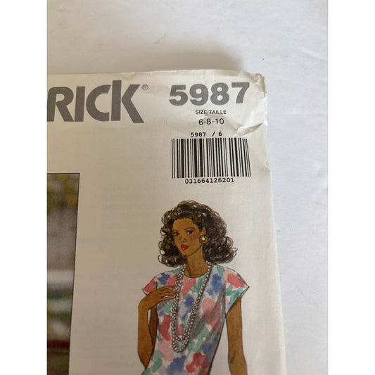 Butterick Sewing Pattern 5987 Jacket Dress Hemline Flounce Cap Sleeves 6 8 10 UC