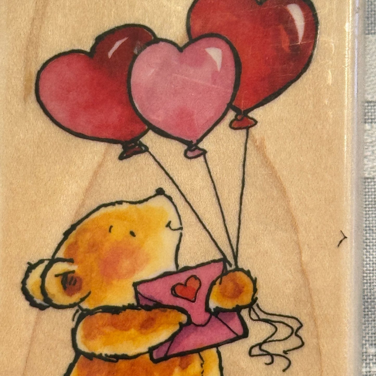 Penny Black Rubber Stamp Tokens Of Love Teddy Bear With Heart Balloons Valentine