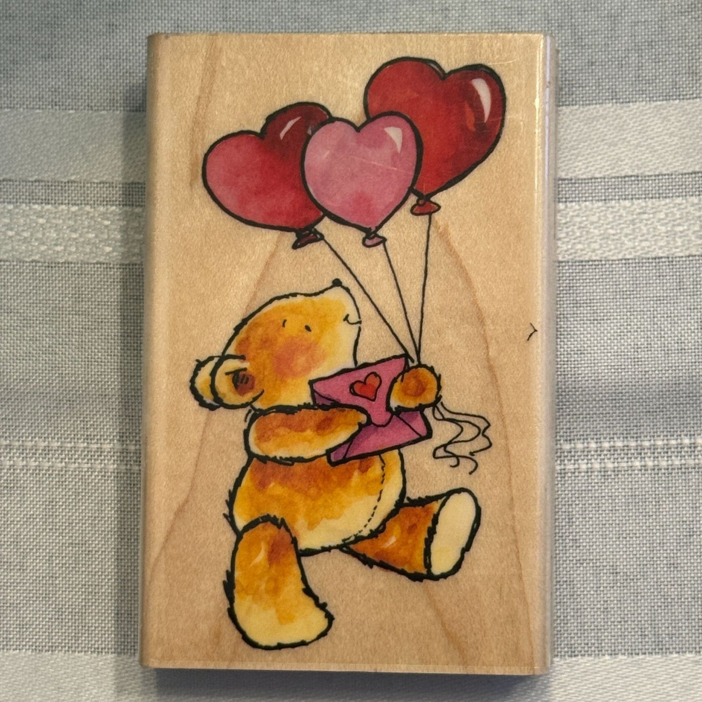 Penny Black Rubber Stamp Tokens Of Love Teddy Bear With Heart Balloons Valentine
