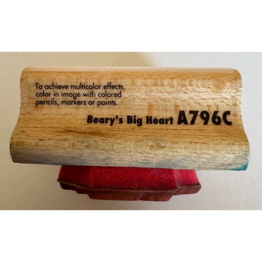Rubber Stampede Rubber Stamp Bearys Big Heart Bear Patchwork Country Pillow Love