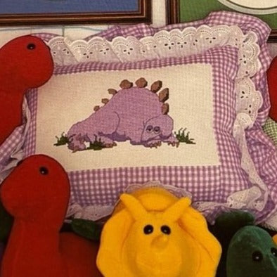 Karens Kreations Baby Dinosaur Cross Stitch Pattern Book Triceratops Stegosaurus