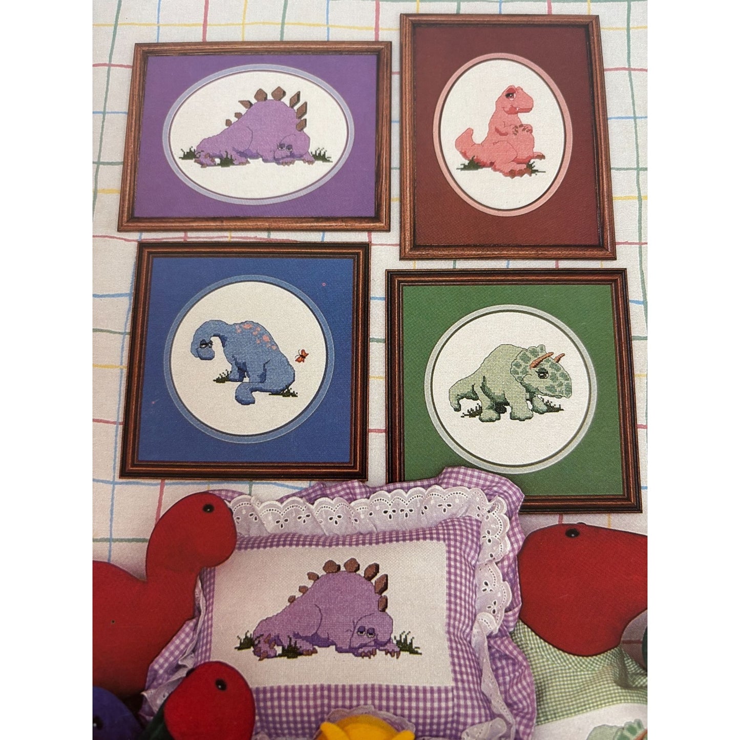 Karens Kreations Baby Dinosaur Cross Stitch Pattern Book Triceratops Stegosaurus