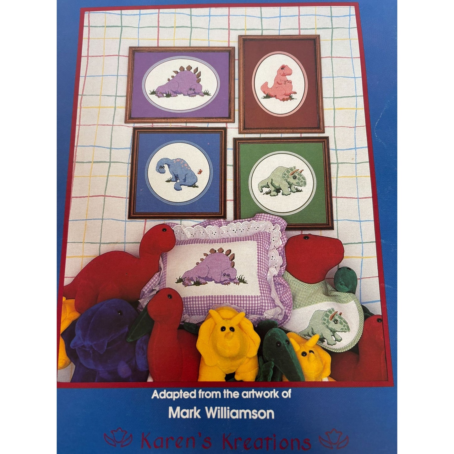 Karens Kreations Baby Dinosaur Cross Stitch Pattern Book Triceratops Stegosaurus