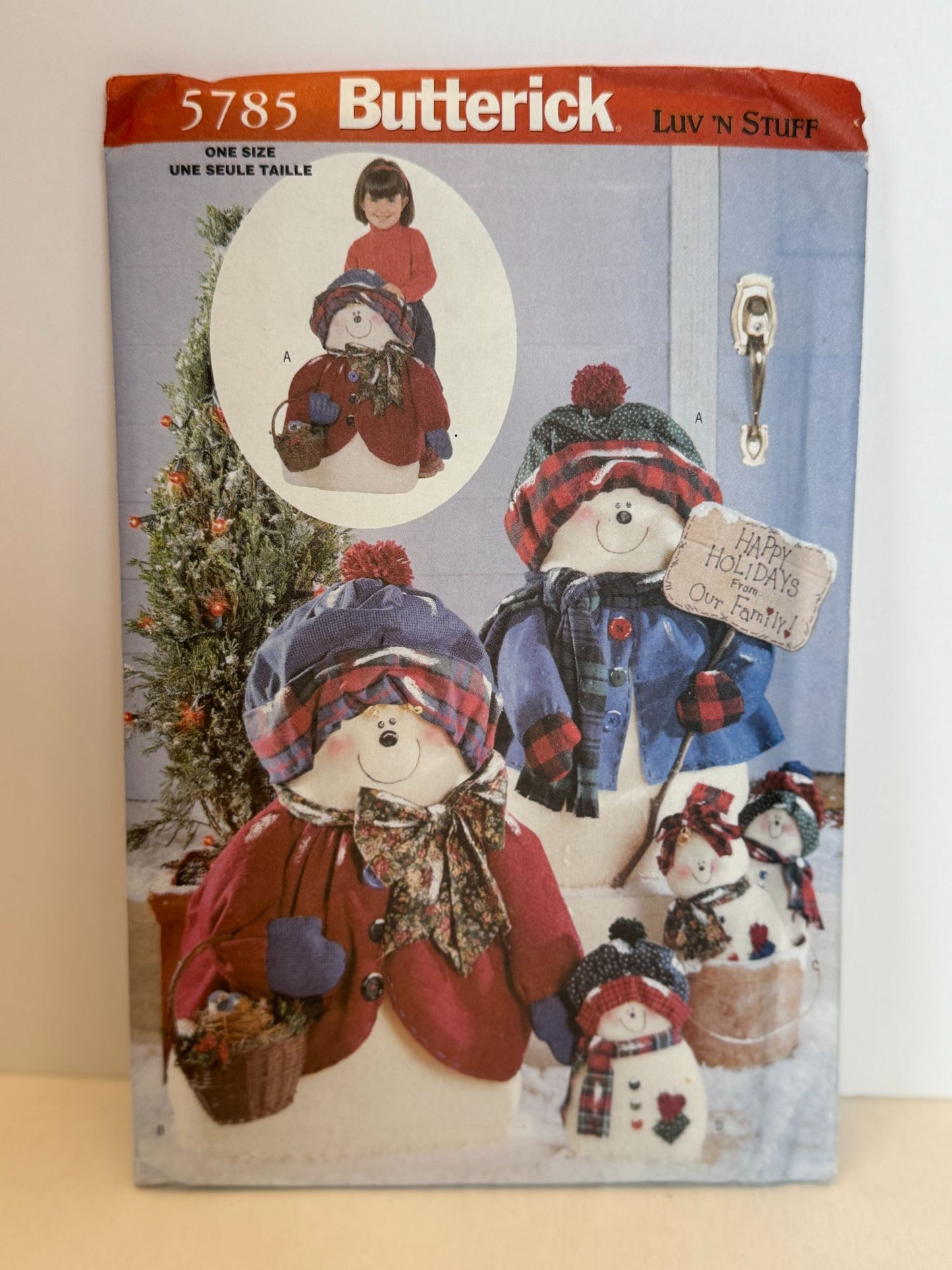 Butterick Sewing Pattern 5785 Snowman Family Holiday Home Decor Christmas Uncut