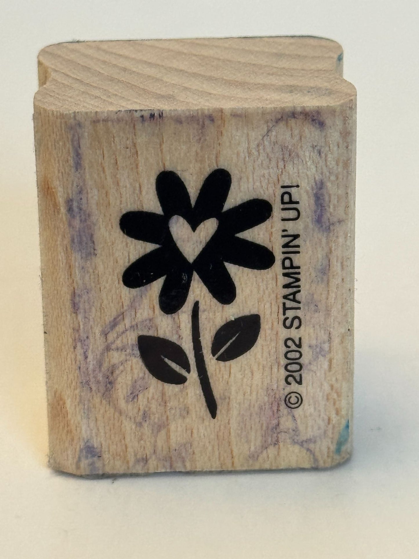 Stampin Up Wooden Rubber Stamp Daisy Flower Heart Garden Spring Card Making