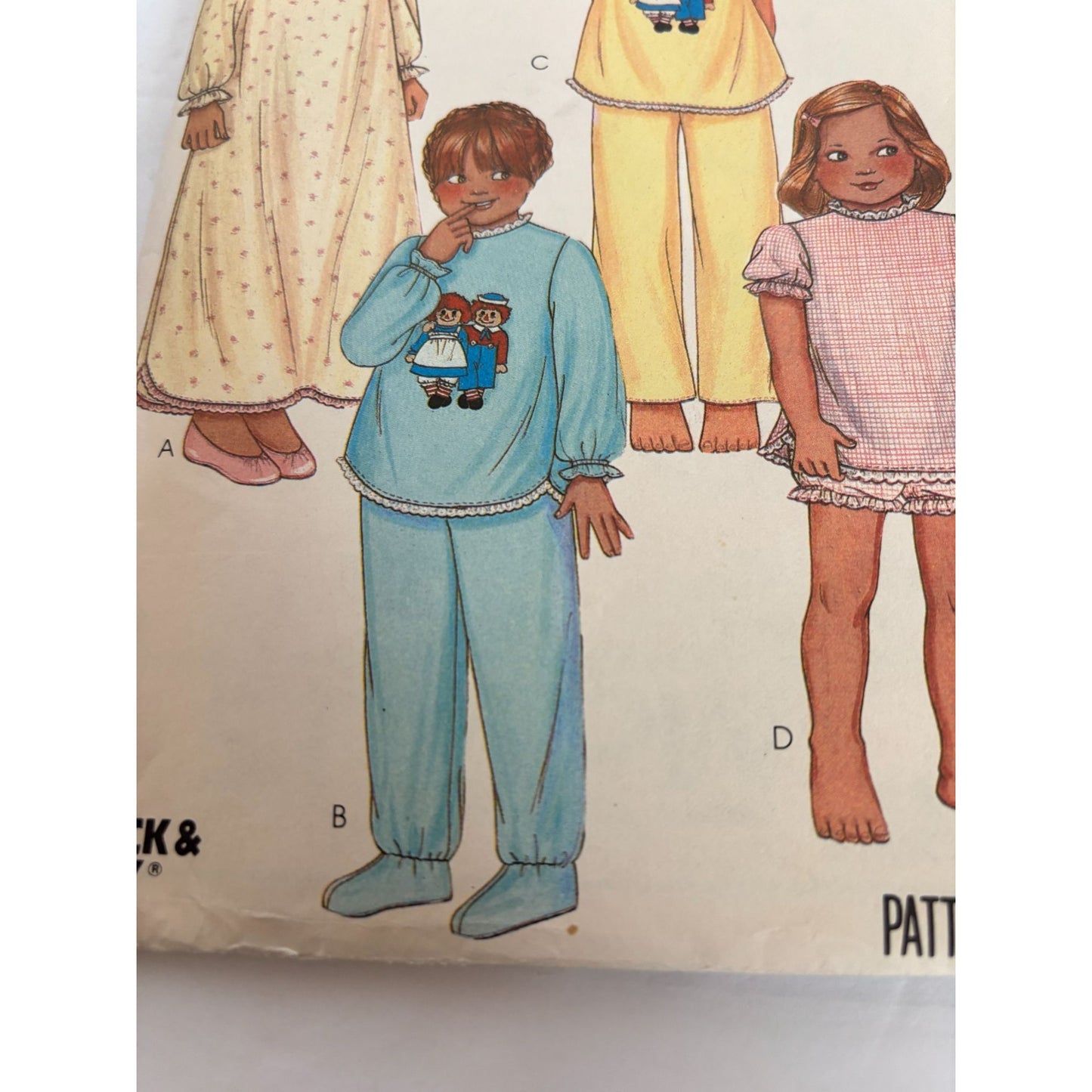 McCalls Sewing Pattern 7730 Girls Nightgown Pajamas XS Vintage 2 4 Uncut Easy
