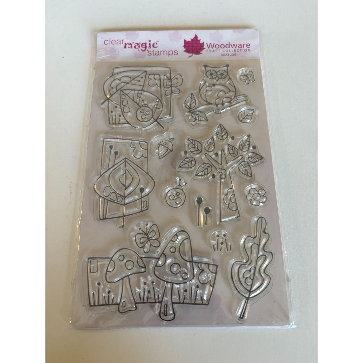 Woodware Clear Magic Stamps Craft Woodland Animals Nature Stamp Set Mushroom Tree Cardmaking