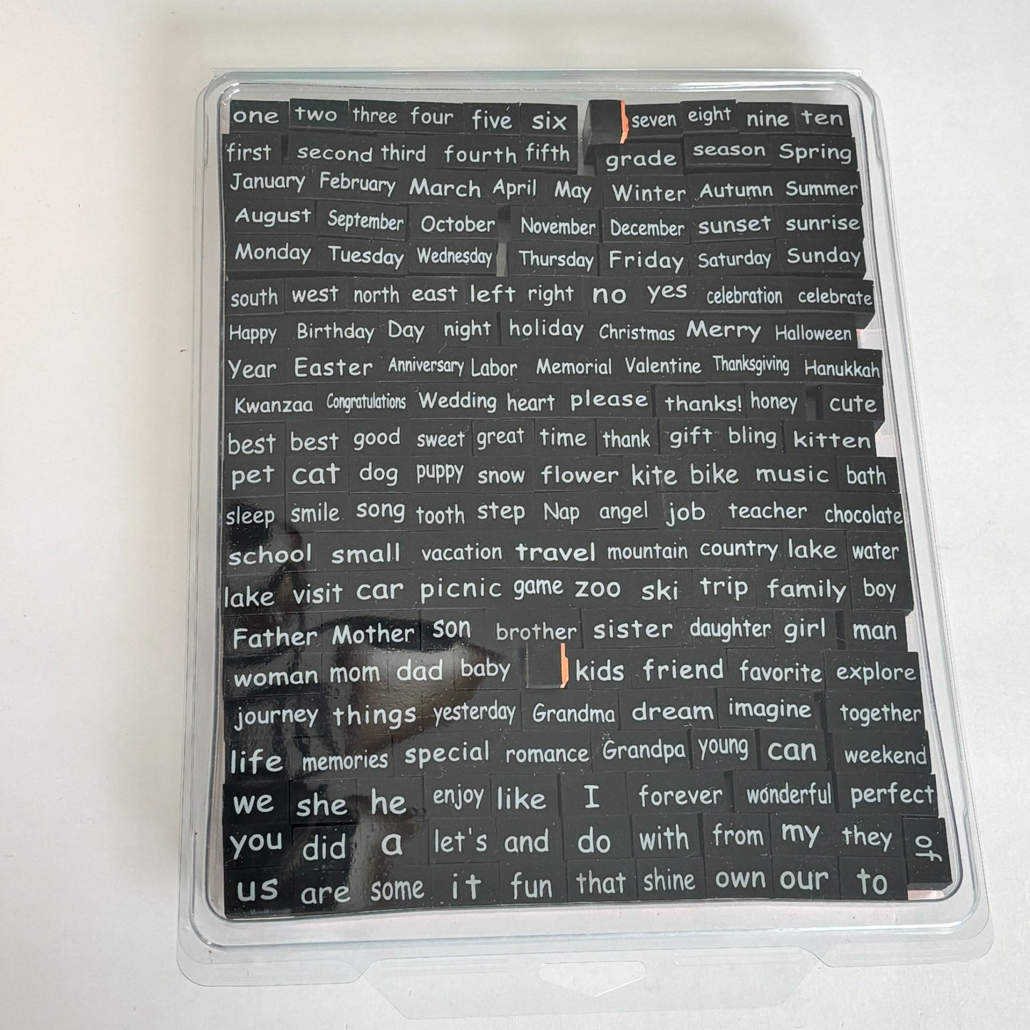 Foam Rubber Stamp Set 184 Poetry Words Months Holiday Journaling Planner Family